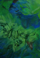 Bluehen Unterwasser 2 Acryl Collage auf LW 110x90 cm 2010